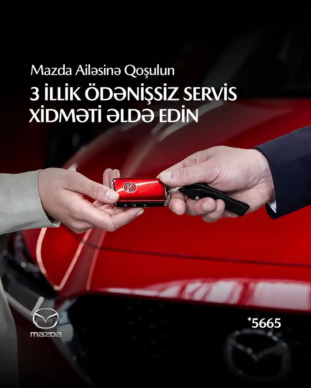 Elə indi Mazda avtomobilinə sahib ol, 3 il müddətində və ya 100 000 km-ə qədər tamamilə ÖDƏNİŞSİZ Servis Xidməti qazan. Həm üstün Yapon keyfiyyətinə malik Mazda avtomobilin olsun, həmçinin də Pulsuz Servis xidmətindən yararlan .
Kredit şərtlərimiz:
İlkin ödəniş: 20%
İllik faiz dərəcəsi: 10%
Kredit müddəti: 60 ay
📞 +994 12 349 01 00
