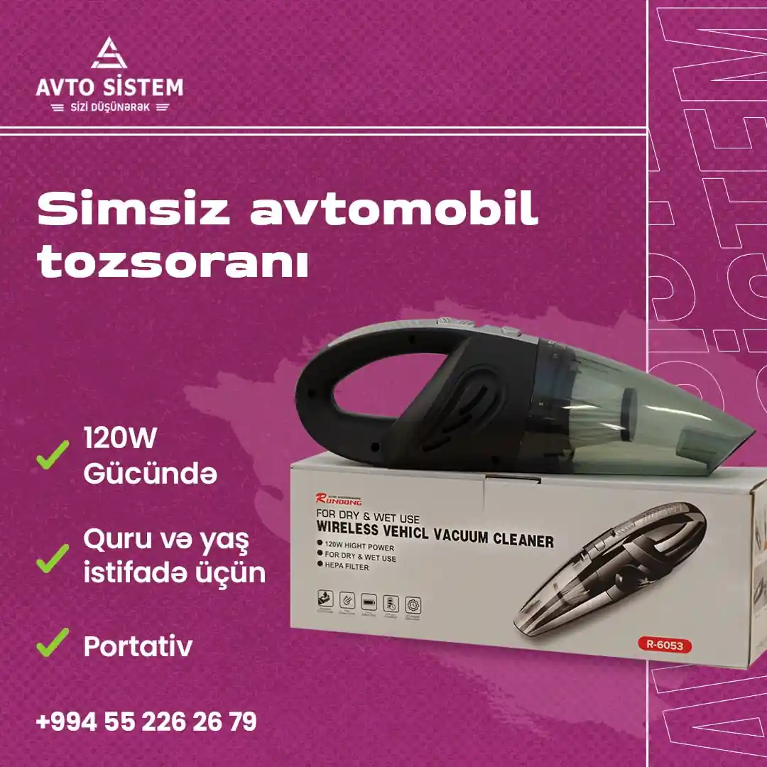 Фото профиля avtosistem.az
🚗🧹 Avtomobilinizin təmizliyini daha asan edin!
Simsiz avtomobil tozsoranı 120W gücündə, quru və yaş istifadə üçün idealdır. Eyni zamanda məhsulumuz portativdir.✅
Məhsulu Avtosistem-də əldə edə bilərsiniz😊
Avtosistem - Sizi düşünərək... 🫰
📞 050 242 06 26 (Whatsapp aktiv)
🌐 avtosistem.az
📧 info@avtosistem.az
📍 Babək pr. 2315