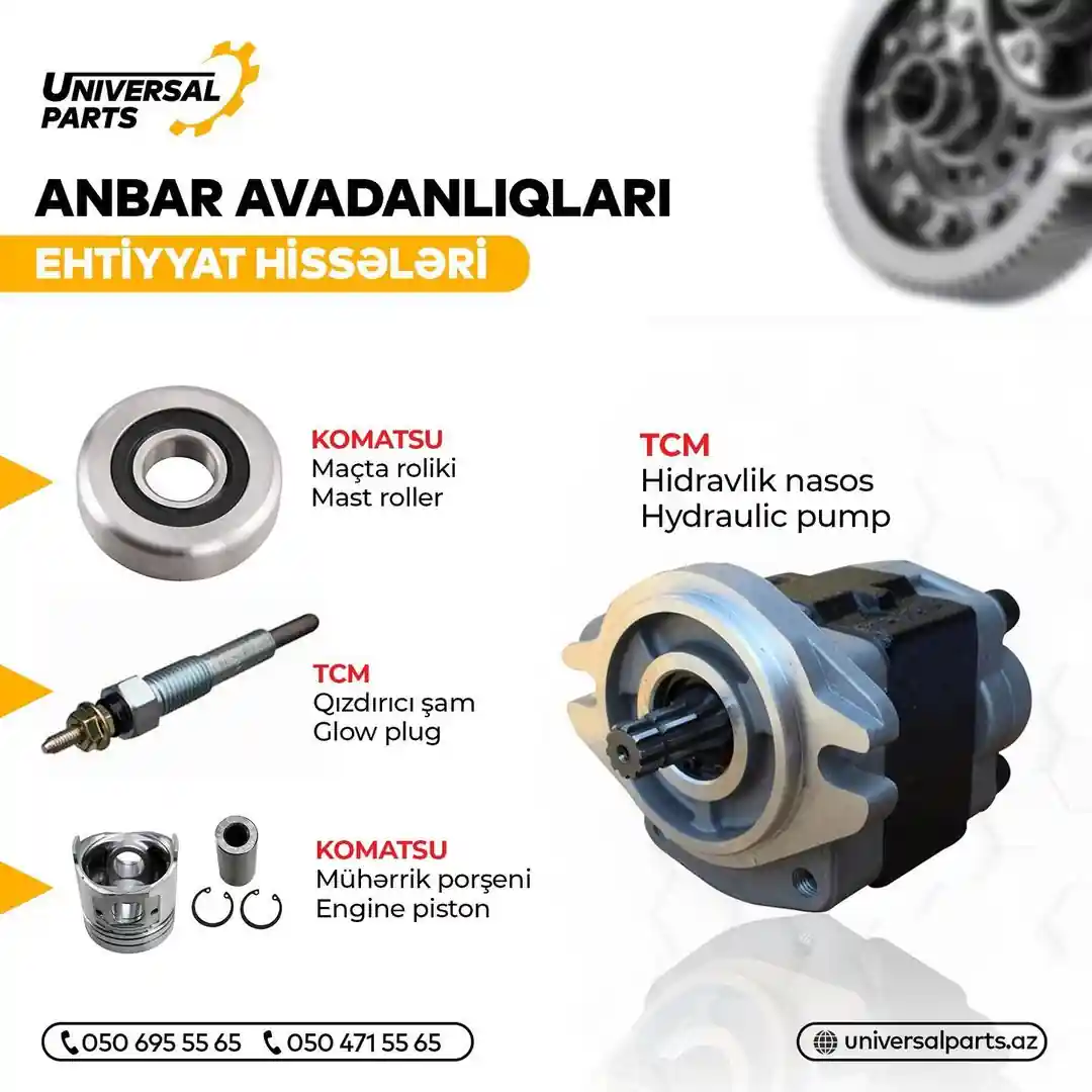 Artıq ehtiyyat hissələrini axtarmaq üçün uzun zaman itkisi yaşamıyacaqsınız!
🏎️”Universal Parts MMC” şirkəti olaraq hər növ nəqliyyat vasitələri və texnikaların ehtiyyat hissələri satışını həyata keçiririk! Nəqliyyat vasitələriniz və texnikalarınız üçün axtardığınız hər şeyi 1 ünvanda tapacaqsınız!
📲(+99450) 471 55 65
📍Bakı şəh. Binəqədi ray. Xocasən qəs. Yeni yol küç. 31