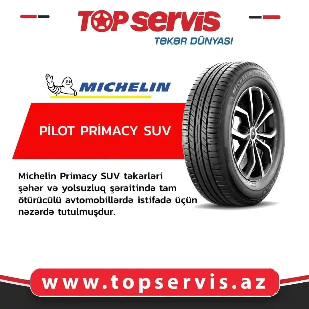 Topservis sizlərə "MİCHELİN" brendinin PRIMACY SUV modelini təklif edir.
Şirkətimiz müştərilərinə təkərləri kreditlə və ya hissə-hissə almaq üçün unikal imkan təklif edir. Topservis-dən ehtiyacınız olan təkərləri əldə etməyə tələsi
📌Tam kart və Birkartla Topservis-dən ehtiyacınız olan təkəri əldə etməyə tələsin.
Bizimlə əlaqə:
📲 (+99455) 333-11-53
📲 (+99455) 333-07-07
🌐 https://topservis.az/