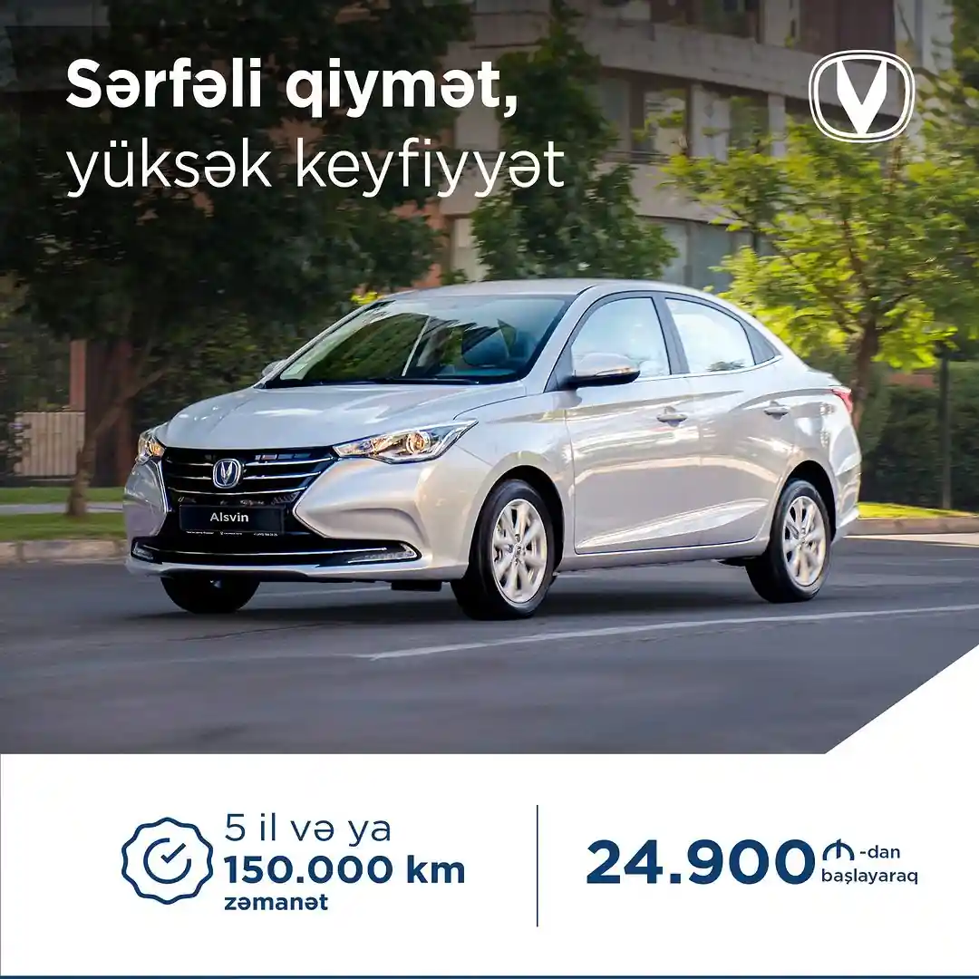 Keyfiyyət və sərfəli qiymət - CHANGAN Alsvin modeli!
Alsvin modeli indi cəmi 24,900 AZN-dən başlayaraq, 5 il və ya 150 000 km zəmanətlə CHANGAN rəsmi satış mərkəzindən əldə edə bilərsən.
Sifariş və ətraflı məlumat üçün:
📞 *5544
🌐 https://changan.az
📍Əhməd Rəcəbli 40B
#maşın #avtomobil #changan #changanazerbaijan #changanauto #ChanganAlsvin #Alsvin #BuYayHamınınChanganıOlacaq