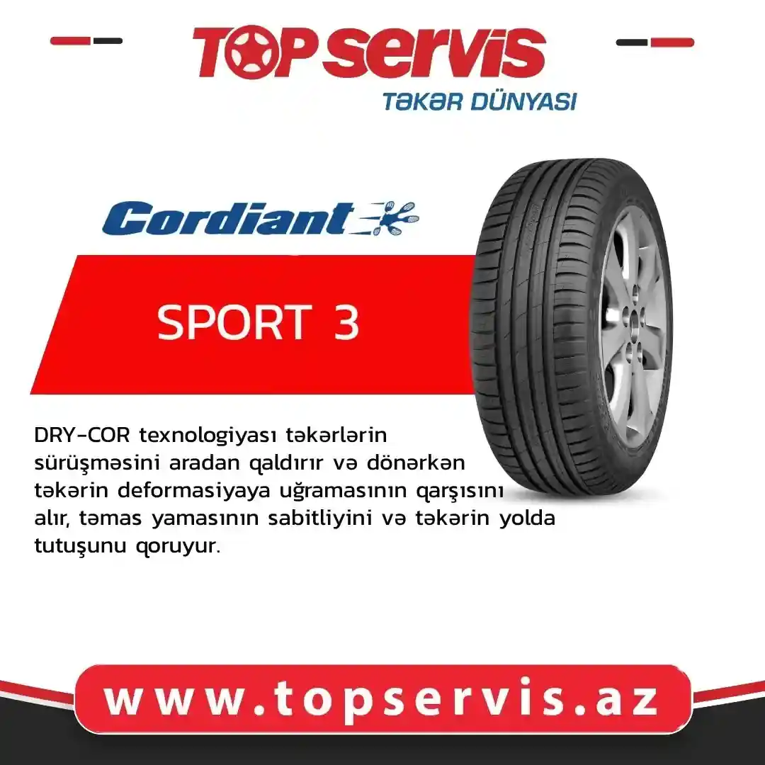 Topservis sizlərə "CORDIANT" brendinin "ROAD RUNNER", "SPORT 3",
"BUSINESS" modelini təklif edir.
📌Tam kart və Bir kartla Topservis-dən ehtiyacınız olan təkəri əldə etməyə tələsin.
Bizimlə əlaqə:
📲 (+99455) 333-11-53
📲 (+99455) 333-07-07
🌐 https://topservis.az/