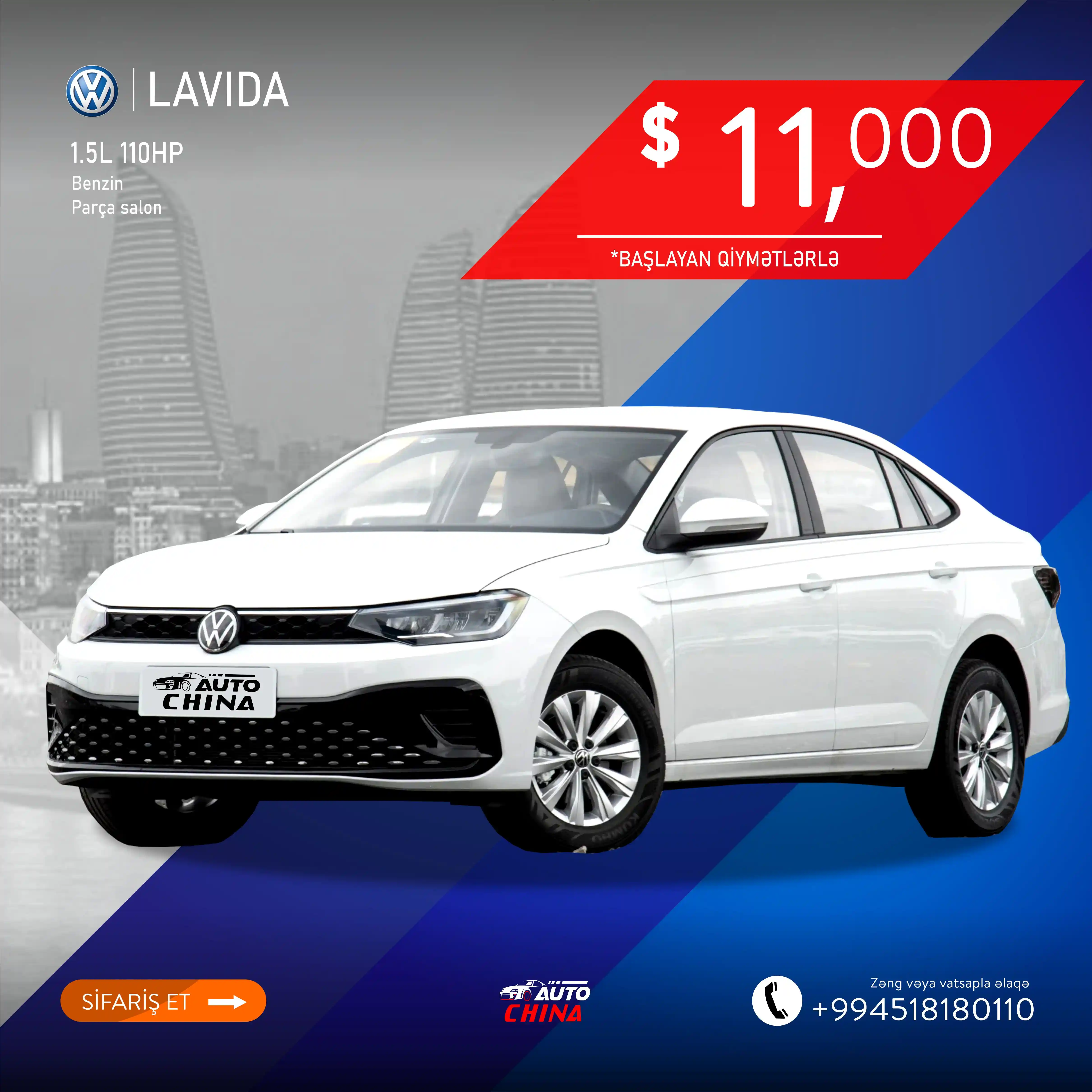 🚘 Volkswagen LAVIDA
✨️Mühərrik: 1.5L BENZİN
🔸️Parça salon
🔸️195/65 R15 disk
🔸️Rəng: Ağ
✔️11.000$-dan başlayan qiymətlərlə
•Yol pulu: 2.200$
•Ofis haqqı: 200$
⚡️⚡️ÇİN QİYMƏTİNƏ MAŞIN AL⚡️⚡️
📱 +994518180110
📌 AF Business House
#autochina #chinacar #cindenmasinal #volkswagen #lavida #benzin