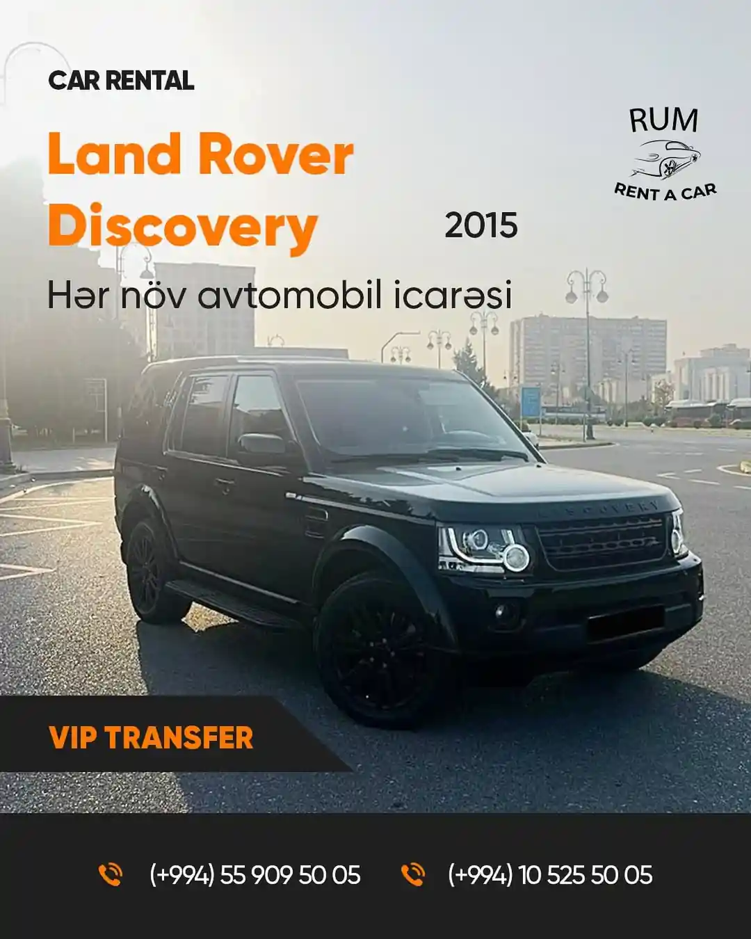 Land Rover Discovery 2025
✅Arzuladığınız avtomobilin sükanı arxasında sizdə əyləşin!
😍Həftə sonları və yaxud səfərlər üçün avtomobilə ehtiyacınız var?
Hər zövqə və büdcəyə uyğun avtomobillərin seçimini sizə təklif edirik
🔸️Elə indicə avtomobil bron etmək üçün tələsin!
Ətraflı məlumat almaq üçün əlaqə vasitələrimizə yaza və yaxud zəng edə bilərsiniz:
📞(+994) 55-909-50-05
📞(+994) 10-525-50-05
📍Bakı,Ə.Əliyev 26
