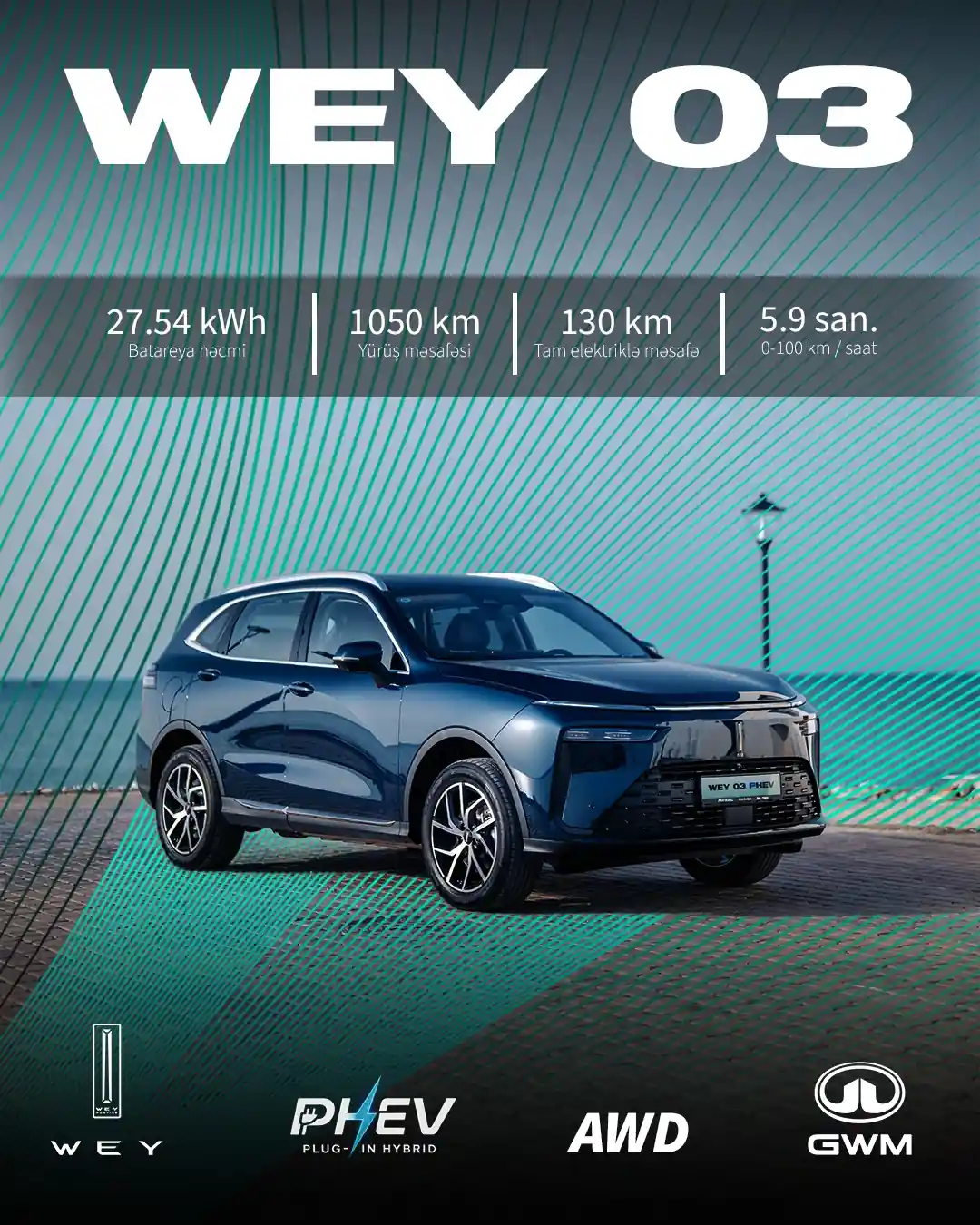 Kompakt ölçülü, qənaətcil və texnologiya ilə zəngin – GWM WEY 03 ilə tanış olun!
Bu plug-in hibrid kompakt SUV, həm şəhər, həm də uzun məsafəli səfərlər üçün mükəmməl seçimdir.
🔵 383 at gücü (benzin mühərrik + batareya)
🔵 AWD (tam ötürücülü)
🔵Maksimal qənaətli (1L/100 km yanacaq sərfiyyatı)
🔵 Tam şarjla elektrikli rejimdə 130 km qət edə bilir
İndi avtosalonumuza yaxınlaşaraq WEY 03 modelinin test yürüşünü edə bilərsiniz.
Test yürüşünə yazıl: gwm.az/test-drive
📱 *7999
📱 (+994 55) 678 24 24
📱 (+994 50) 777 27 66 (Servis mərkəzi)
📌 Avtosalon: Bakı ş̧. Babək pr. 282
📌Servis mərkəzi: Nəcəfqulu Rəfiyev 29